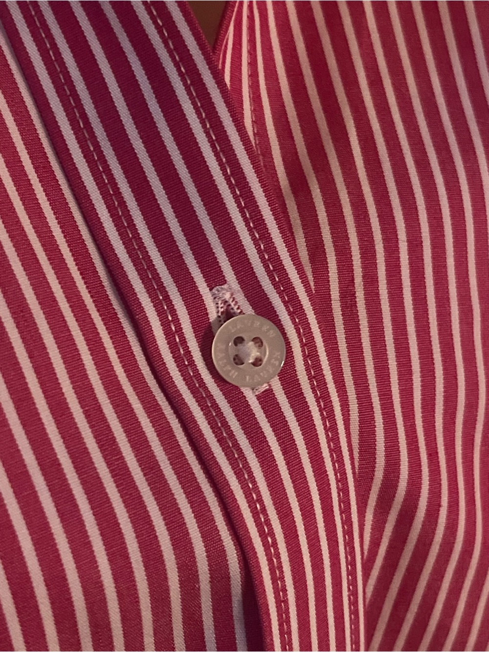 Red and White Striped Ralph Lauren Cotton Button Down - Picture 2 of 5